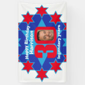 30. Geburtstagsstern Blau-Weiß-Foto Banner (Vertikal)