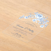 30. Geburtstagsüberraschung Party Blauer Blumenbog Acryleinladungen (Ablage )