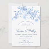 30. Geburtstagsüberraschung Party Dusty Blue Flora Einladung (Vorderseite)