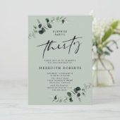 30. Geburtstagsüberraschung Party Eukalyptus Sage Einladung (Stehend Vorderseite)