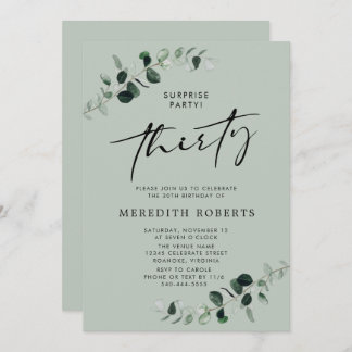 30. Geburtstagsüberraschung Party Eukalyptus Sage Einladung