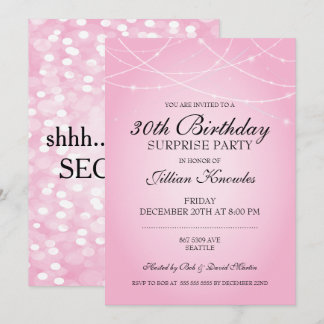 30. Geburtstagsüberraschung Party Pink String Ligh Einladung