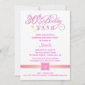 30. Geburtstagszeit - Rosa und Weiß Einladung (Rückseite)