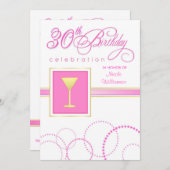 30. Geburtstagszeit - Rosa und Weiß Einladung (Vorne/Hinten)