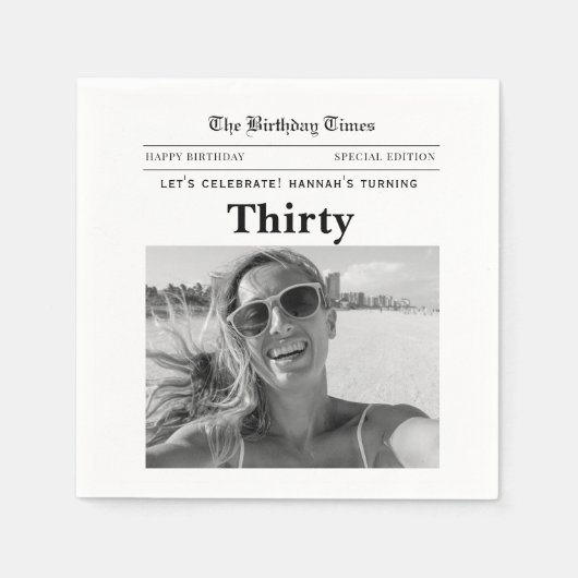 30. Geburtstagszeitung Serviette (Vorderseite)