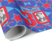 30. Geschenkverpackung des blauen Rotes des Geschenkpapier (Rolleneckpunkt)