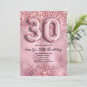 30. Glitzernder Pinker Geburtstag Einladung (Stehend Vorderseite)