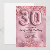 30. Glitzernder Pinker Geburtstag Einladung (Vorne/Hinten)