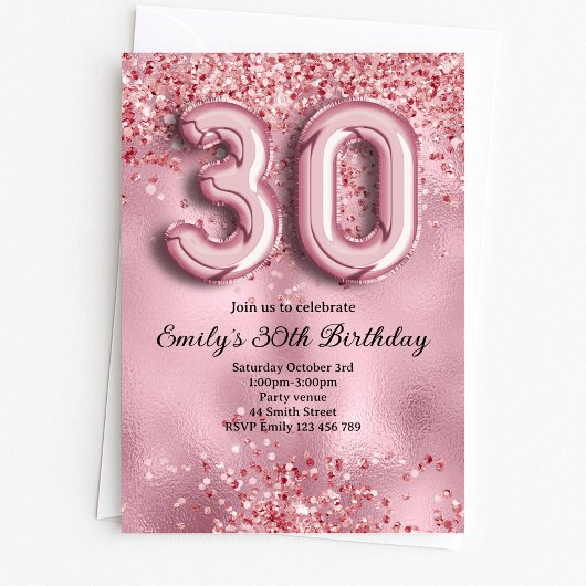 30. Glitzernder Pinker Geburtstag Einladung