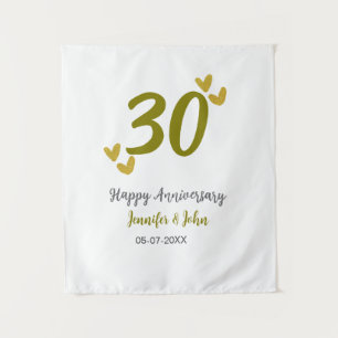 30. glücklicher Jahrestag goldene graue Hochzeitsp Wandteppich