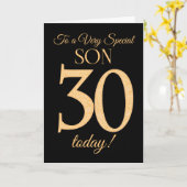 30. Gold-Effekt auf Black für Son Birthday Karte (Gelbe Blume)