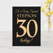 30. Gold-Effekt auf Black für Stepson Birthday Karte (Gelbe Blume)
