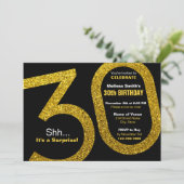 30. Gold Glitzer Geburtstagsfeier Einladung (Stehend Vorderseite)