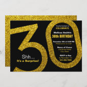 30. Gold Glitzer Geburtstagsfeier Einladung (Vorne/Hinten)