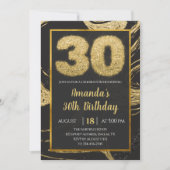 30. Golden Black Marble Geburtstag Einladung (Vorderseite)