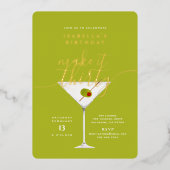 30 Green Martini 30. Geburtstag Gold Folieneinladung (Vorderseite)
