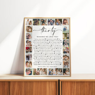 30 Gründe, warum wir dich lieben Foto-Collage-Gesc Poster