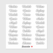 30 Guest First Names Modern Elegant Calligraphy Aufkleber (Blatt)