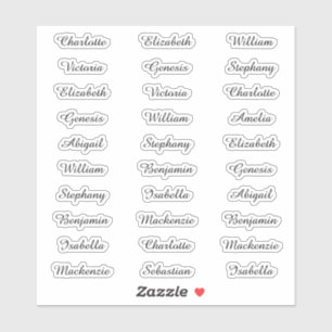 30 Guest First Names Modern Elegant Calligraphy Aufkleber