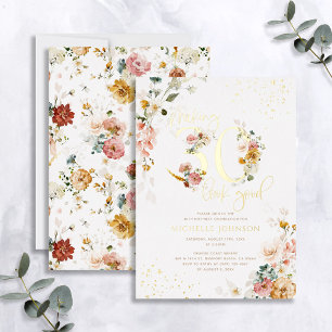 30 gut aussehen lassen Pink Floral Gold Folieneinladung