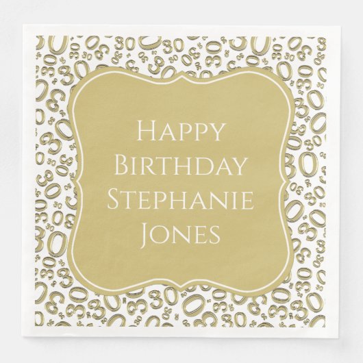 30 h Birthday Gold/White Bracket Number Pattern Serviette (Vorderseite)