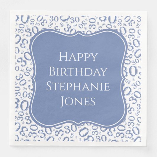 30 h Geburtstag Muster Blau/Weiß Bracket Number Serviette (Vorderseite)
