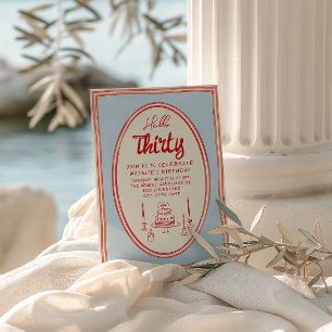 30. Hand Gezeichnet Cake Quirky Spaß Geburtstag Einladung