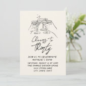 30. Hand gezogen Anklang an dreißig Retro Geburtst Einladung (Stehend Vorderseite)