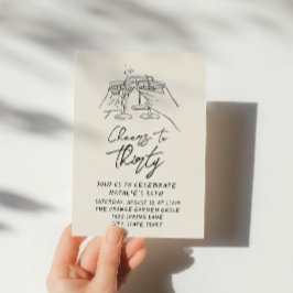 30. Hand gezogen Anklang an dreißig Retro Geburtst Einladung