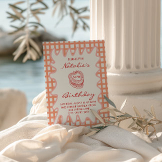 30. Handgemalte Wavy Frame 70er Geburtstag Einladung