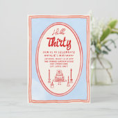 30. Handgeschriebener Gezeichnet Cake Quirky Foto  Einladung (Stehend Vorderseite)