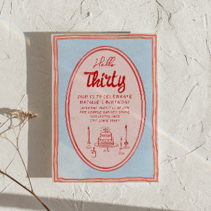 30. Handgeschriebener Gezeichnet Kuchen Quirky Ret Einladung