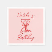 30. Handgezeichneter Champagner Glass Milestone Ge Serviette (Vorderseite)