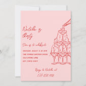 30. Handgezeichneter Champagnerturm 30 Geburtstag Einladung (Vorderseite)