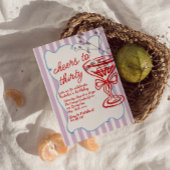 30. Handgezeichneter farbiger Champagner-Glass Geb Einladung