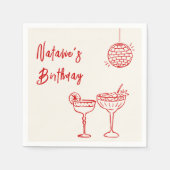 30. Handgezeichneter rosa Meilenstein 30 Geburtsta Serviette (Vorderseite)