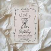 30. Handgezeichneter Schwarz & Weiß Bow Martini Ge Einladung