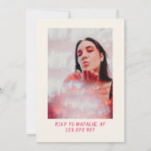 30. Handgezeichnetes Pink Bow Martini Foto Geburts Einladung (Rückseite)