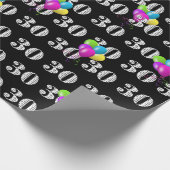 30. Happy Birthday Balloons auf schwarz Geschenkpapier (Ecke)