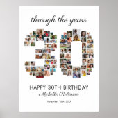 30. Happy Birthday Foto Collage Poster (Vorne)