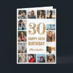 30. Happy Birthday Gold und White Foto Collage Karte<br><div class="desc">30. Happy Birthday Gold und White Foto Collage Geburtstagskarte. Für weitere Anpassungen klicken Sie bitte auf die Schaltfläche "Anpassen" und verwenden Sie unser Designwerkzeug,  um diese Vorlage zu ändern.</div>
