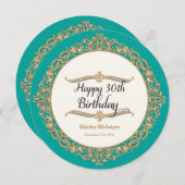 30. Happy Birthday Party Celebration Round Invite Einladung (Vorne/Hinten)