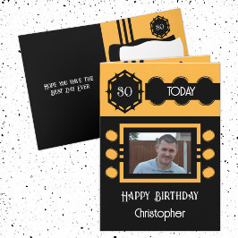 30 heute hinzufügen Fotoname schwarz orange Geburt Karte