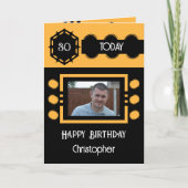 30 heute hinzufügen Fotoname schwarz orange Geburt Karte (Vorderseite)