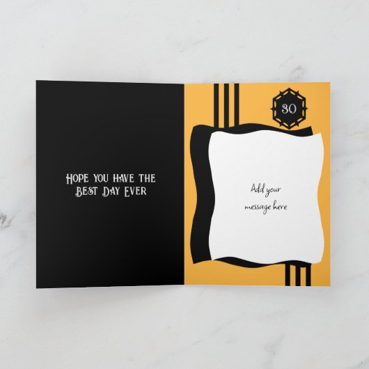 30 heute hinzufügen Fotoname schwarz orange Geburt Karte (Innenseite)