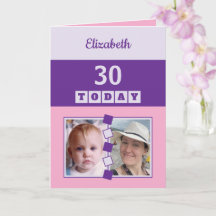 30 heute Jede Altersstufe 2 Fotos rosa lila Geburt