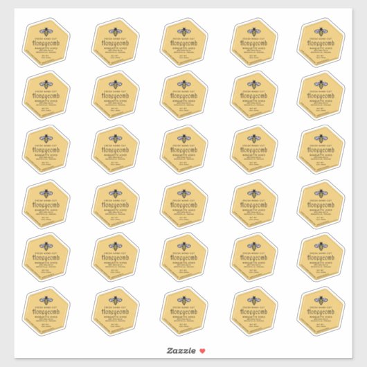 30 Hexagon-förmige, wasserdichte, gelbe Honigwabe Aufkleber (Blatt)