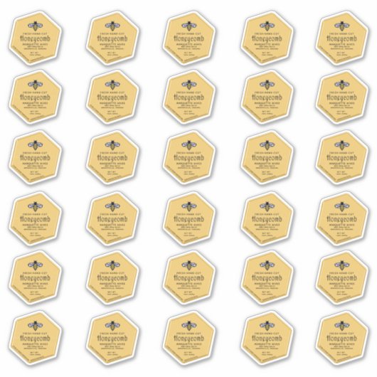 30 Hexagon-förmige, wasserdichte, gelbe Honigwabe Aufkleber (Vorderseite)
