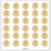 30 hexagonförmiger, wasserfester, gelber Honig mit Aufkleber (Blatt)