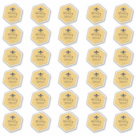 30 hexagonförmiger, wasserfester, gelber Honig mit Aufkleber